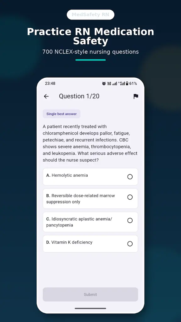 Medication-safety practice question in MedSafety RN